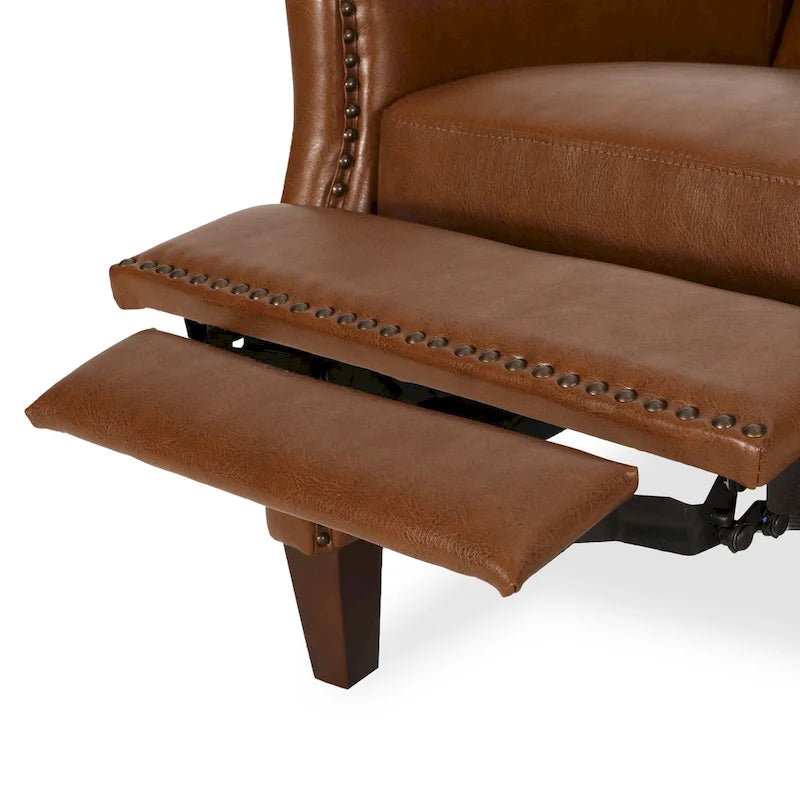 Fauteuil inclinable à pousser avec garniture cloutée et cadre en bois – 85,7 x 68,6 x 99 cm, capacité de 136 kg