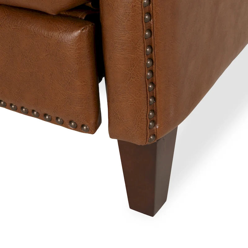 Fauteuil inclinable à pousser avec garniture cloutée et cadre en bois – 85,7 x 68,6 x 99 cm, capacité de 136 kg