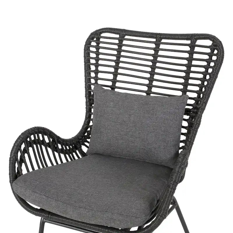 Salon de jardin en osier avec ottomans – Style bohème moderne, gris/brun clair, résistant aux intempéries