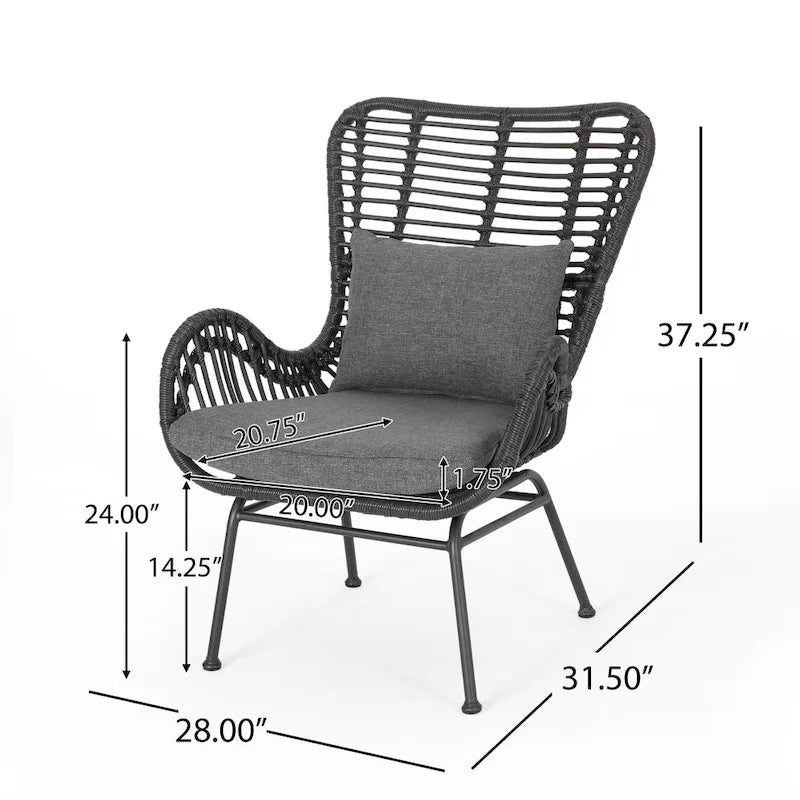 Salon de jardin en osier avec ottomans – Style bohème moderne, gris/brun clair, résistant aux intempéries