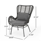 Salon de jardin en osier avec ottomans – Style bohème moderne, gris/brun clair, résistant aux intempéries