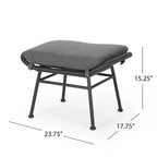 Salon de jardin en osier avec ottomans – Style bohème moderne, gris/brun clair, résistant aux intempéries