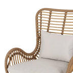 Salon de jardin en osier avec ottomans – Style bohème moderne, gris/brun clair, résistant aux intempéries