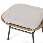 Salon de jardin en osier avec ottomans – Style bohème moderne, gris/brun clair, résistant aux intempéries