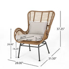 Salon de jardin en osier avec ottomans – Style bohème moderne, gris/brun clair, résistant aux intempéries