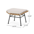 Salon de jardin en osier avec ottomans – Style bohème moderne, gris/brun clair, résistant aux intempéries