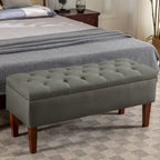 Porthos Home Ugo Fabric Storage Ottoman Bench with Rubberwood Legs