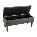 Banc ottoman de rangement en tissu avec pieds en bois d'hévéa – 104 x 49 x 39 cm, capacité de 120 kg