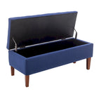 Banc ottoman de rangement en tissu avec pieds en bois d'hévéa – 104 x 49 x 39 cm, capacité de 120 kg