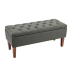 Banc ottoman de rangement en tissu avec pieds en bois d'hévéa – 104 x 49 x 39 cm, capacité de 120 kg