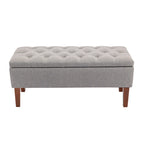 Banc ottoman de rangement en tissu avec pieds en bois d'hévéa – 104 x 49 x 39 cm, capacité de 120 kg