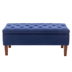 Banc ottoman de rangement en tissu avec pieds en bois d'hévéa – 104 x 49 x 39 cm, capacité de 120 kg