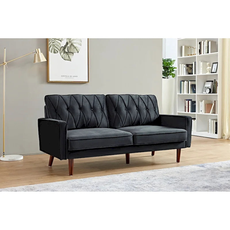 Canapé de salon en velours capitonné de 176 cm de large – 10 options de couleur