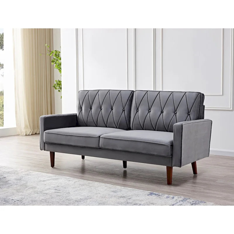 Canapé de salon en velours capitonné de 176 cm de large – 10 options de couleur