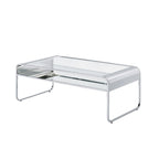 Table basse Watler Contemporary de 48 pouces avec plateau en verre et 1 étagère par Furniture of America
