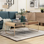 Table basse Watler Contemporary de 48 pouces avec plateau en verre et 1 étagère par Furniture of America