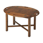Table d'appoint vintage en bois d'hévéa massif couleur chêne – Finition naturelle, 18,5x30x22,5 po, Table d'appoint