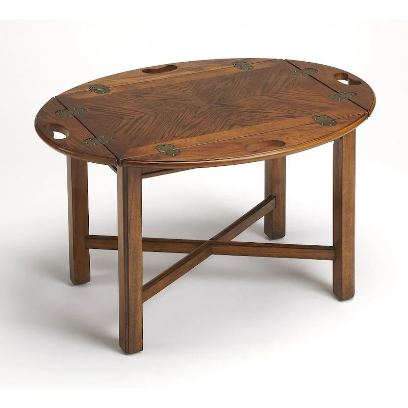 Table d'appoint vintage en bois d'hévéa massif couleur chêne – Finition naturelle, 18,5x30x22,5 po, Table d'appoint