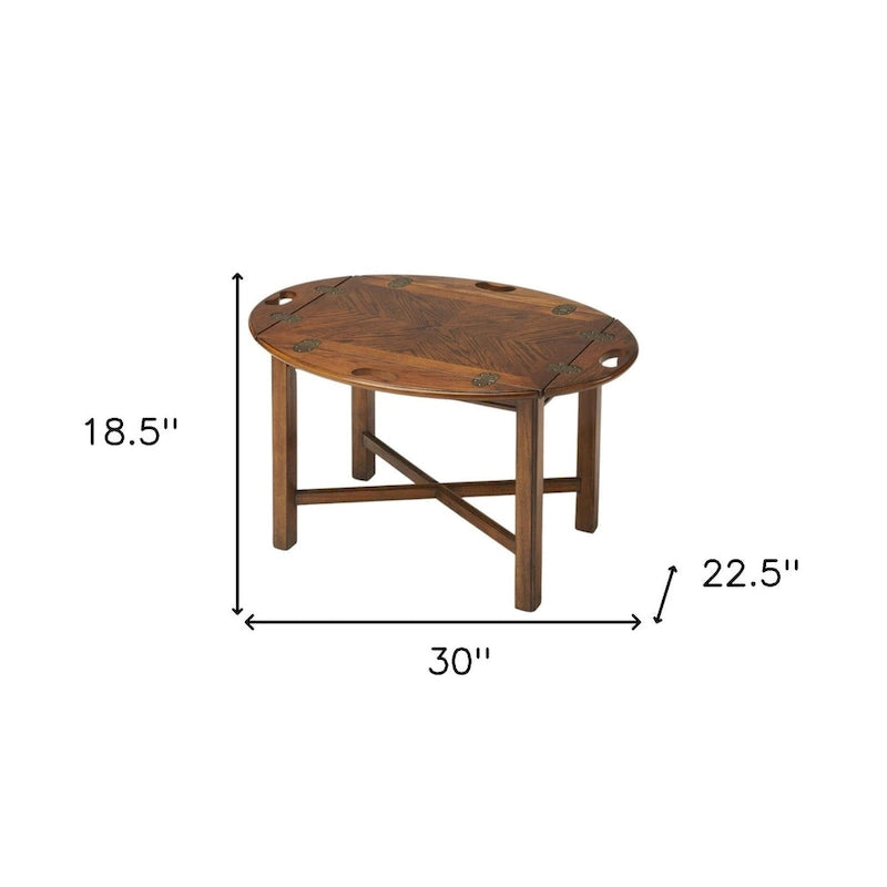 Table d'appoint vintage en bois d'hévéa massif couleur chêne – Finition naturelle, 18,5x30x22,5 po, Table d'appoint