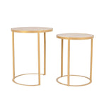 Lot de 2 tables d'appoint gigognes – Dessus en bois de manguier et piètement en fer, noir/doré, 50,8x50,8x63,5 cm
