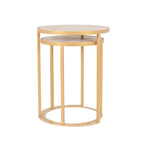 Lot de 2 tables d'appoint gigognes – Dessus en bois de manguier et piètement en fer, noir/doré, 50,8x50,8x63,5 cm