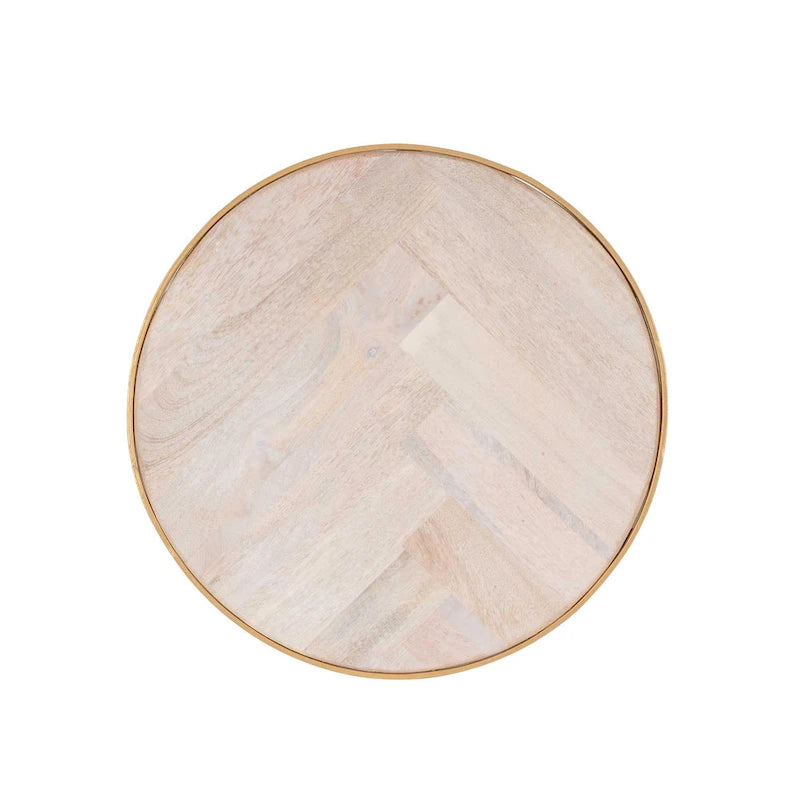 Lot de 2 tables d'appoint gigognes – Dessus en bois de manguier et piètement en fer, noir/doré, 50,8x50,8x63,5 cm