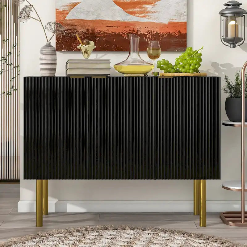 Table d'appoint buffet pour entrée avec pieds en métal doré - 120 L x 42 l x 93 H cm