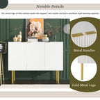 Table d'appoint buffet pour entrée avec pieds en métal doré - 120 L x 42 l x 93 H cm