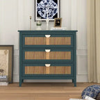 Commode de rangement 3 tiroirs en rotin naturel