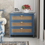 Commode de rangement 3 tiroirs en rotin naturel
