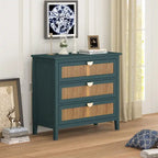 Commode de rangement 3 tiroirs en rotin naturel