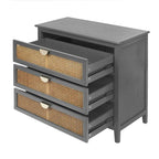 Commode de rangement 3 tiroirs en rotin naturel