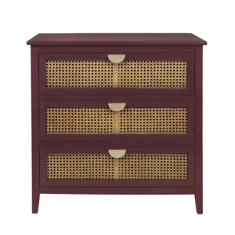 Commode de rangement 3 tiroirs en rotin naturel