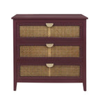 Commode de rangement 3 tiroirs en rotin naturel