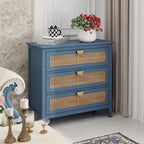 Commode de rangement 3 tiroirs en rotin naturel