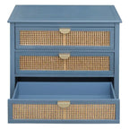 Commode de rangement 3 tiroirs en rotin naturel