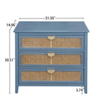 Commode de rangement 3 tiroirs en rotin naturel