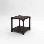 Table d'appoint carrée Davee en bois et métal avec étagère – 20x20x20
