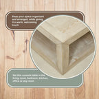 Table basse Artissance 39.4L carrée, aspect bois patiné blanc, avec grand cadre sculpté Peking