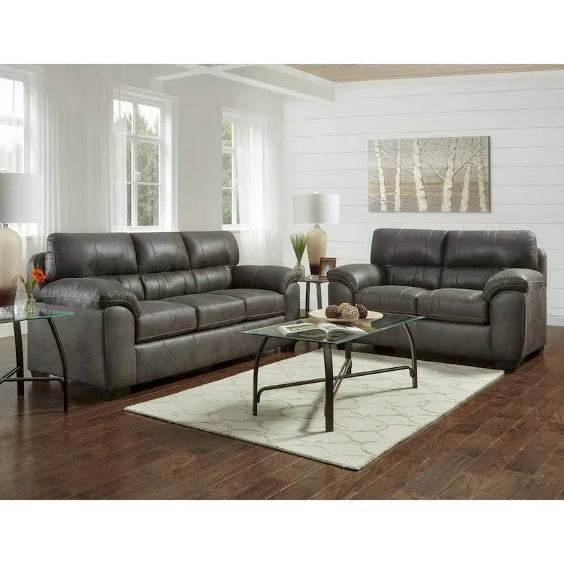 Ensemble de canapé 4 pièces avec accoudoirs et coussins moelleux – Gris, Mobilier de salon contemporain