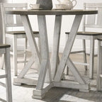 Table de salle à manger ronde à hauteur de comptoir de 122 cm – Brun cendré, 122x122x91 cm, 45 kg, 4 places