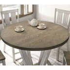 Table de salle à manger ronde à hauteur de comptoir de 122 cm – Brun cendré, 122x122x91 cm, 45 kg, 4 places