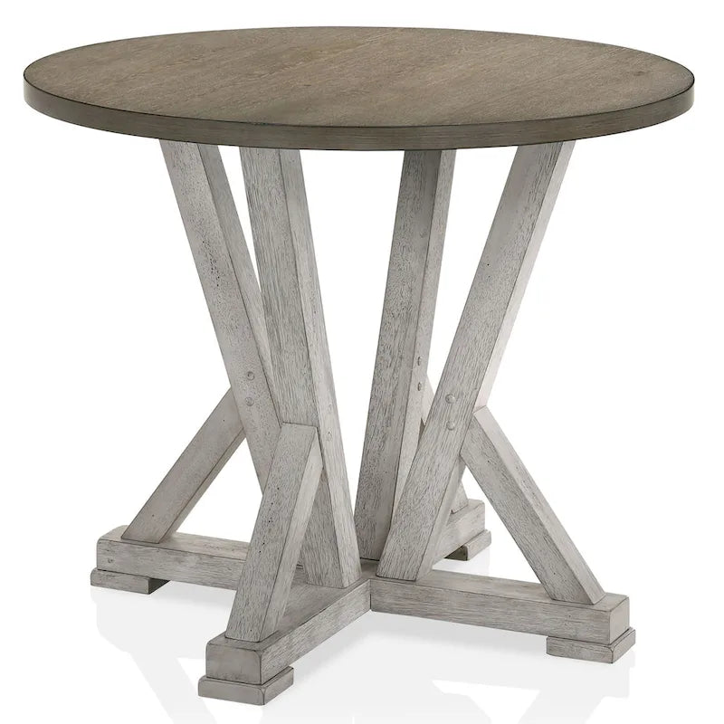 Table de salle à manger ronde à hauteur de comptoir de 122 cm – Brun cendré, 122x122x91 cm, 45 kg, 4 places