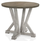 Table de salle à manger ronde à hauteur de comptoir de 122 cm – Brun cendré, 122x122x91 cm, 45 kg, 4 places