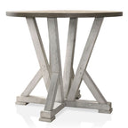 Table de salle à manger ronde à hauteur de comptoir de 122 cm – Brun cendré, 122x122x91 cm, 45 kg, 4 places