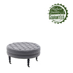Pouf de cocktail rond en tissu avec cadre en métal – 88 cm, capacité de 120 kg, beige/gris foncé