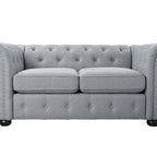 Ensemble canapé et causeuse Chesterfield à accoudoirs roulés capitonnés 2 pièces – Beige/Gris/Gris foncé