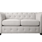 Ensemble canapé et causeuse Chesterfield à accoudoirs roulés capitonnés 2 pièces – Beige/Gris/Gris foncé