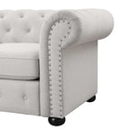 Ensemble canapé et causeuse Chesterfield à accoudoirs roulés capitonnés 2 pièces – Beige/Gris/Gris foncé