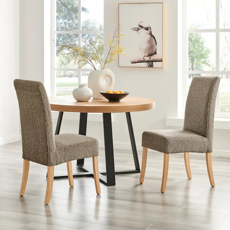 Lot de 2 fauteuils d'appoint en tissu rembourré – Crème/Beige/Taupe, piétements coloris Naturel et Noir au choix